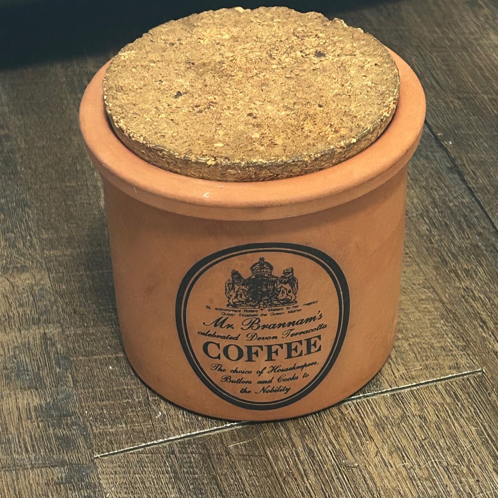 Mr‎ Brannam Devon Terracotta Coffee Canister Stoneware Crock with Cork Lid